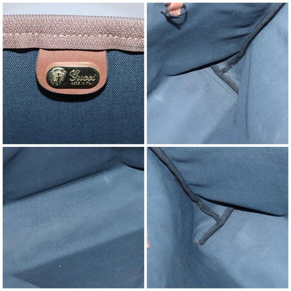 GUCCI Micro GG Canvas Hand Bag PVC Leather Black Brown Auth ep6684 - Picture 15 of 16